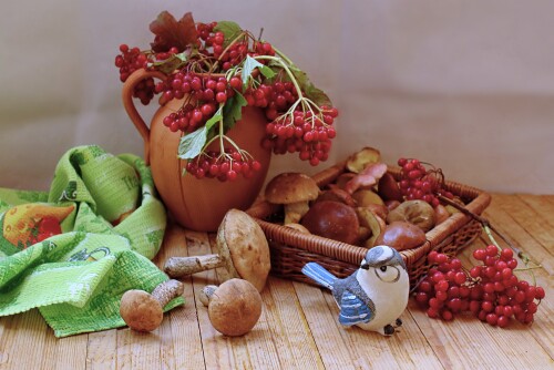 с калиной и грибами